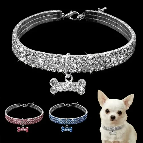 Bling Bone Pet Collar-Adjustable Necklace