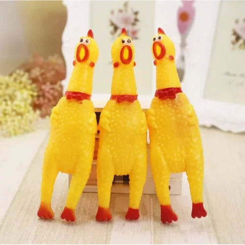 30CM Screaming Chicken Dog Toys Yellow Rubber Squaking Chicken Toy