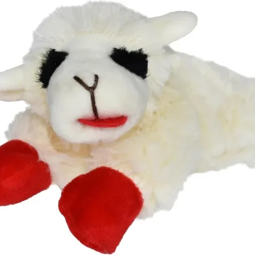 6" Lamb Chop Squeaky Dog Toy, Extra Soft Plush Chew Toy for Puppies, Cute Cream Colored Pet Toy