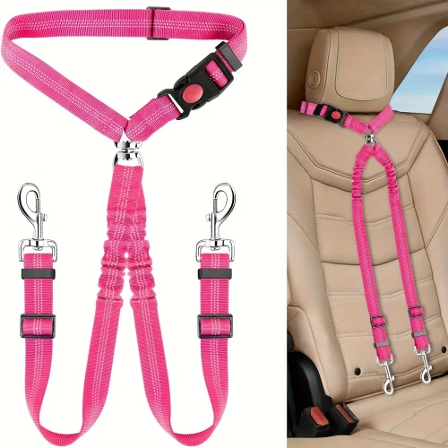 1Pcs Pet Dog Seat Belt Belt Two Dog Leash